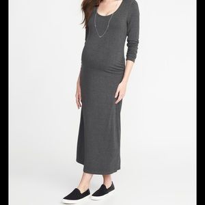 Old Navy Maternity Maxi Dress Long Sleeve Gray